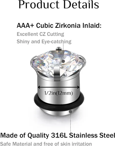 Miniatura 2 de FECTAS Calibre de oído dilatador tapones con anillo tórico piercing joyería plata 00G