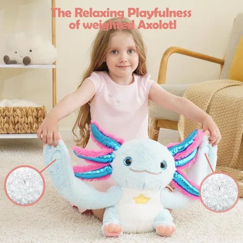 Miniatura 4 de Micling Animal de Peluche con Peso - Ajolote Azul 4.5 libras, Ideal para Necesidades Sensoriales, Autismo y Ansiedad Comodidad y Relajación tanto