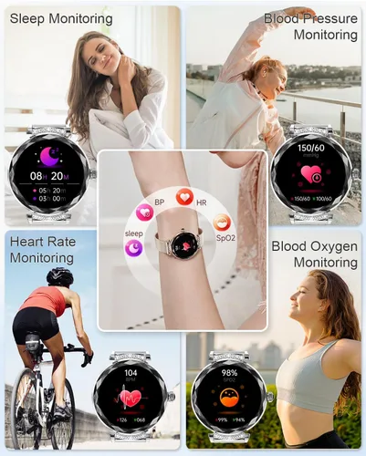 Miniatura 3 de Relojes inteligentes para mujer (respuesta/hacer llamadas), reloj inteligente AMOED de 1.19 pulgadas para iPhone Android, rastreador de actividad