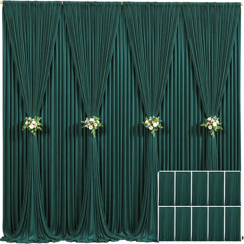 Miniatura 25 de Cortina de fondo beige de 10x10 para bodas y fiestas, cortina de fondo beige sin arrugas para fotos, cortinas de fondo para decoración de baby Gris