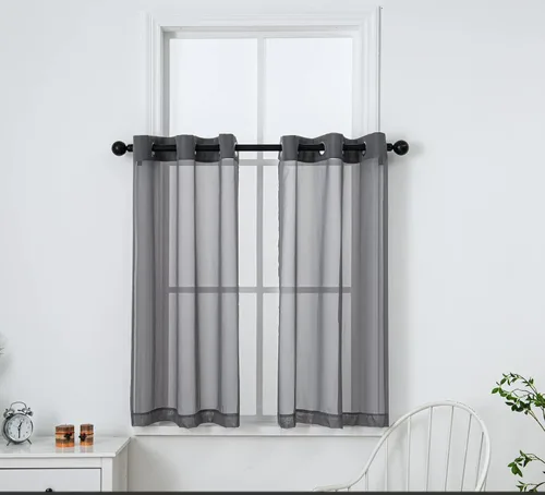Miniatura 37 de PI - Cortinas traslúcidas con paneles pequeños, cortina transparente para ventana de cocina, mirador, 2 paneles