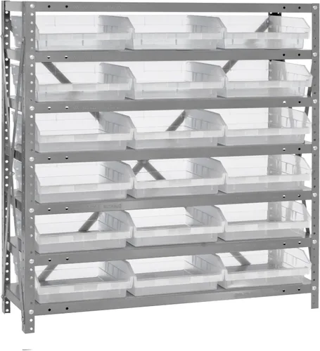 Miniatura 614 de Quantum QSBU-245BK Heavy Duty Shelving Unit with (7) Shelves and (24) QUS245 Black Bins for Garage Warehouse Storage Distribution 400 lb Load