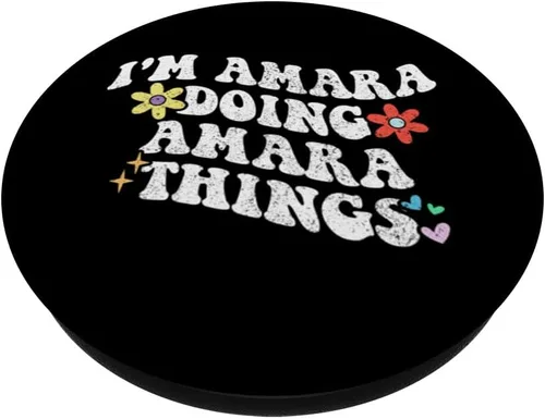 Miniatura 2 de Retro Groovy Im AMARA Doing AMARA Things Funny Día de la Madre PopSockets Adhesivo PopGrip