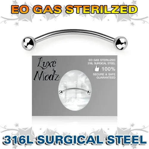 Miniatura 2 de Satix Piercing curvo de 16G para cejas, piercing de serpiente mordida de lengua, pezón, ombligo, acero quirúrgico, rook, daith, hélice, caracola