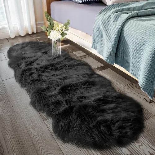 Miniatura 24 de Ciicool Alfombras de Piel de Oveja Sintética Suaves Alfombra de Piel Sintética Suave Beige Alfombra Esponjosa Funda para Silla y Sofá Alfombra