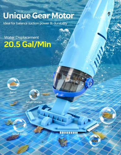 Miniatura 2 de KimPump - Aspiradora inalámbrica de piscina con 4 bolsas de filtro, adecuada para filtración de impurezas ultrafina, aspiradora de mano de 20.5 GPM