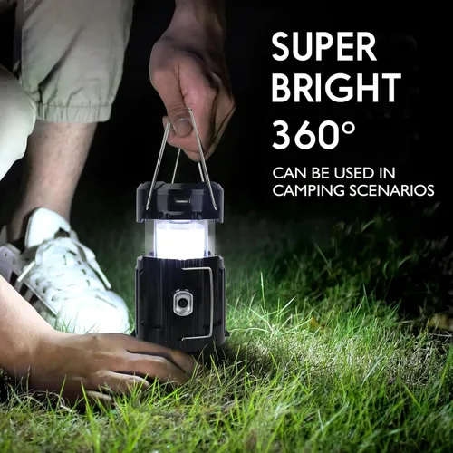 Miniatura 3 de Linterna Solar Portátil con Ventilador Recargable Actualizada 2025 - Linterna LED de Campamento Plegable y Liviana para Cortes de Energía, Linterna