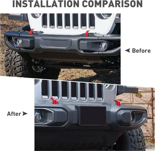 Miniatura 4 de Soporte de matrícula frontal Portamatrícula compatible con Jeep Wrangler JL JLU JT 2018-2024