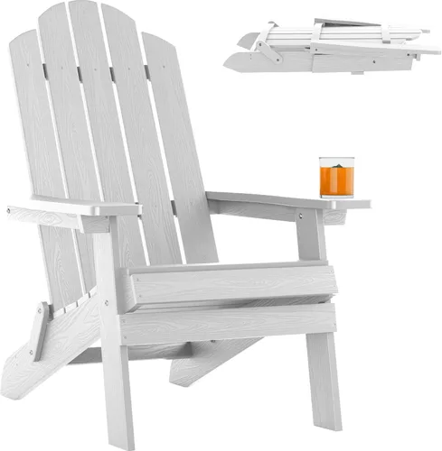 Miniatura 15 de MXIMU Silla Adirondack plegable para exteriores: sillas Adirondack fáciles de montar y cómodas, silla de plástico compuesto para todo tipo de clima