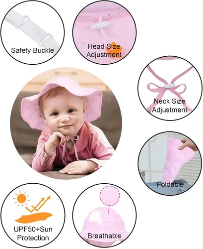 Miniatura 51 de SimpliKids Sombrero de sol para bebé de ala ancha con protección solar UPF 50+ UV Ray