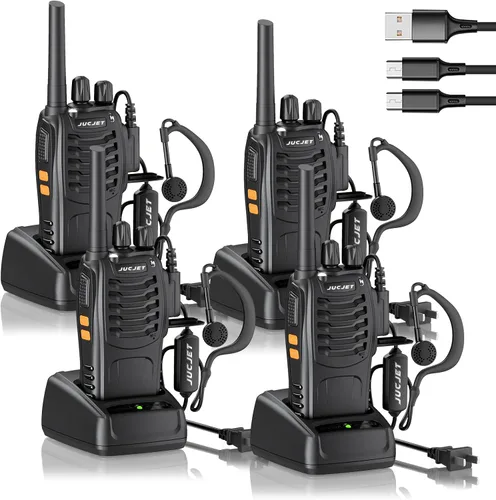 H888S (4 unidades) Walkie Talkies Radio de mano de dos vías con auriculares originales, radios de 2 vías UHF transceptor de mano Walky Talky, con