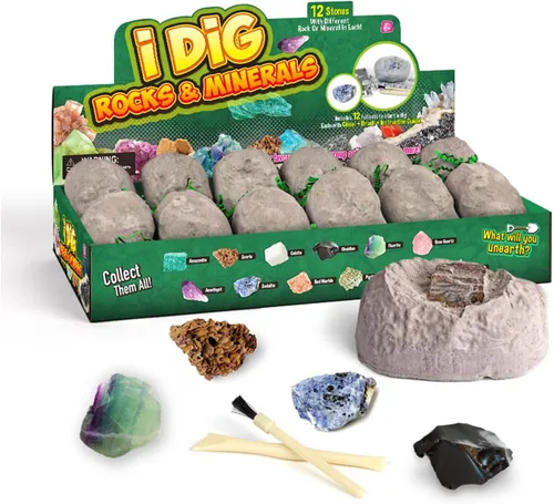 Kit de 12 excavaciones naturales de roca y minerales, juguete educativo STEM para niños, piedras preciosas mineras, rocas y minerales, recuerdos de