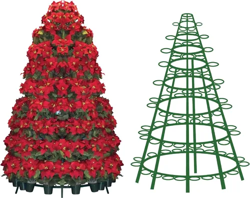 Miniatura 7 de Creative Displays - Estante redondo completo para árbol de Pascua de 106 FB, marco vertical independiente de jardín, ideal para flores de Pascua