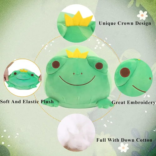 Miniatura 2 de Animal de peluche de rana súper suave, linda almohada de rana para acurrucar, adorable juguete de peluche de rana, regalo para niños pequeños, niñas