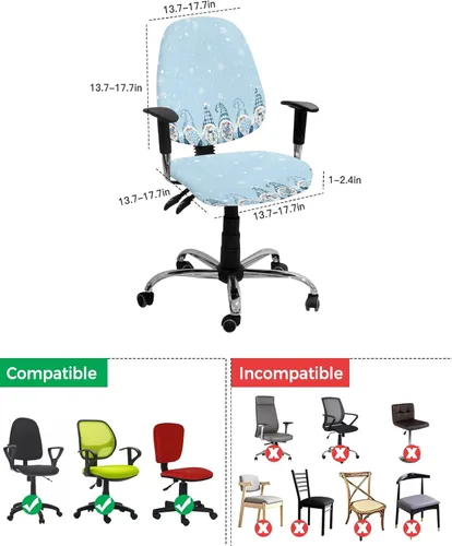 Miniatura 4 de Funda para silla de oficina de Navidad, funda elástica para asiento de silla de computadora, funda para respaldo, elástica, giratoria, cojín