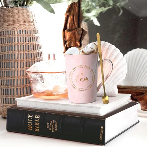 Miniatura 3 de YHRJWN - Regalos cristianos para mujeres, regalos católicos para mujer, taza de café I Am, regalos religiosos inspiradores espirituales