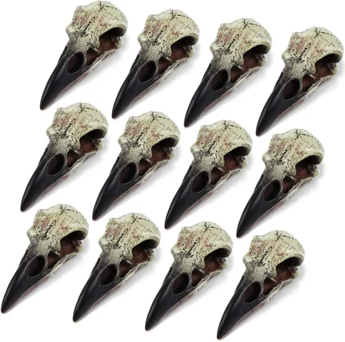 Miniatura 11 de Geetery 1 Pcs Figurina de Calavera de Cuervo de Halloween Carroñero Gótico Escultura de Pared Colgante Estatua de Calavera de Cuervo de Resina