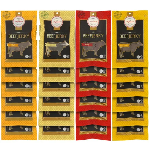 Aufschnitt - Paquete variado de carne de vacuno, paquete de 24 (2 onzas cada uno) | Kosher (certificado Star-K) | Certificado USDA 100% alimentado