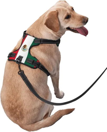 Miniatura 4 de Arnés para perro con bandera de México, chaleco acolchado suave para perros, chaleco ajustable para perros pequeños, medianos y grandes