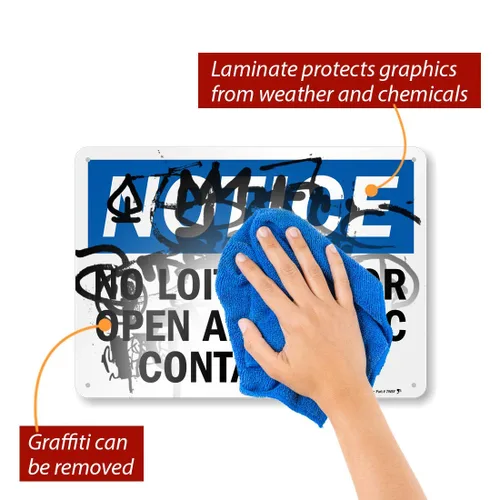 Miniatura 3 de Etiqueta de SmartSign con texto "Notice - No Loitering o Open Alcoholic Containers" 5" x 7" 3M Reflectante Laminado Vinilo