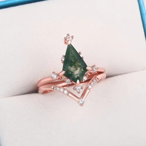 Miniatura 5 de LAZLUVU Anillos de compromiso de cristal, anillos de boda chapados en oro, anillo de boda para mujer