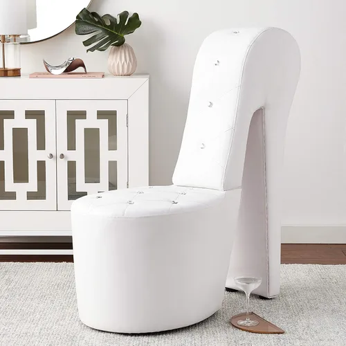 Miniatura 2 de Tristam - Silla lounge moderna glamorosa de tacón alto de 40", silla sin brazos con botones tipo cristal tapizados y costuras de diamante, cómodo