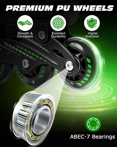 Miniatura 3 de Hozzen Patines en línea para niños y niñas, patines en línea ajustables con luces iluminadoras, patines de exterior para niñas, niños, jóvenes de 5