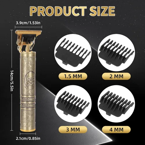 Miniatura 3 de Cortapelos profesional para hombres, recortadora inalámbrica recargable con 4 guías, carga rápida USB-C, cuerpo de metal para barba, cabello y aseo