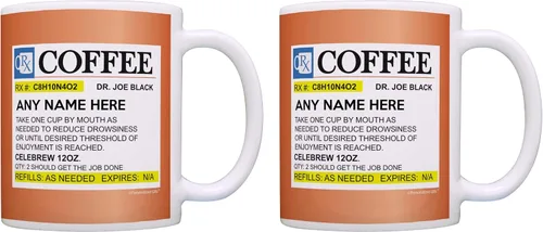 Miniatura 9 de Personalized Gifts Taza de café con receta con tu texto, taza con nombre personalizado, regalos para médicos, enfermeras, taza de café de cerámica