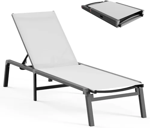 Miniatura 60 de Tumbona de Aluminio para Exteriores - Silla de Descanso Plegable y de Montaje Libre para Exteriores con 5 Respaldos Ajustables, Silla de Patio