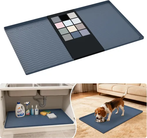 Miniatura 43 de URMONA Tapete de silicona impermeable para debajo del fregadero, 34 x 22 pulgadas, forro para estante de cocina y baño, protector de gabinetes