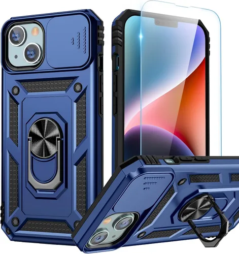 Miniatura 44 de Goton Funda para iPhone 14 Plus con Protector de Pantalla - Funda con Cubierta Deslizante para Cámara con Soporte de Anillo, Resistente de Grado