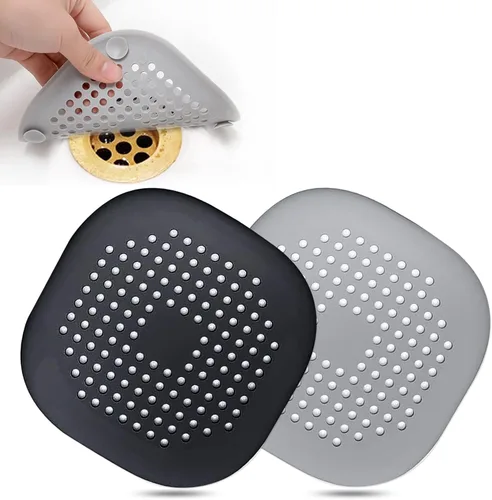 Miniatura 22 de Recolector de cabello cuadrado con ventosas para desagüe, tapón de silicona para ducha, fácil de instalar para baño, tina y cocina, 2