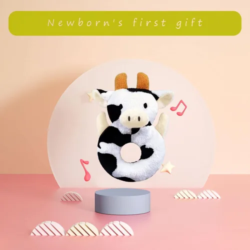 Miniatura 3 de Juguete suave de sonajero de vaca bebé, ganado lechero de felpa para bebés, juguete de peluche fácil de agarrar, regalos para recién nacidos, bebés