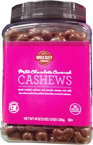 Miniatura 3 de Wellsley Farms Anacardos cubiertos de chocolate con leche, 2.75 libras, anacardos tostados enteros en chocolate cremoso con leche, aperitivo kosher