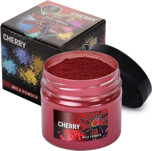 Polvo de mica cereza 2 oz - Tinte para hacer jabón - Color único - Suministros para hacer jabón a mano - Pigmento de color de resina epoxi - Polvo