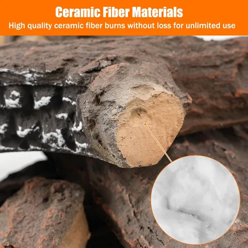 Miniatura 5 de Skyflame Set de 6 Troncos Grandes para Chimenea a Gas, Troncos de Madera Realistas Resistente al Calor para Chimenea de Gas, Fuego Central o Fogata