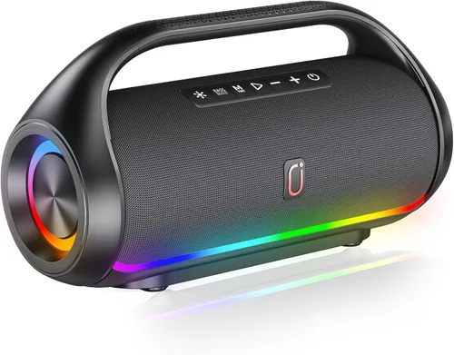 Miniatura 10 de HWWR Altavoz Bluetooth portátil con 2 micrófonos inalámbricos, sistema de altavoces portátiles ruidosos, graves profundos, corte de eco y voz, IPX5