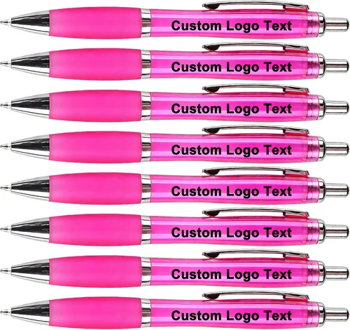 Personalized Ballpoint Pens with Name for Events, Pink, 50 Pcs | Custom Promotional Logo, Customized for Church, Wedding, Business, Reunion, Bank,
