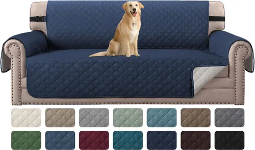 Miniatura 52 de H.VERSAILTEX Funda de sofá resistente al agua para sofá de 3 cojines, reversible, protector de muebles acolchado con correa elástica, funda de sofá