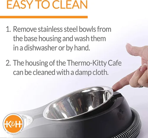 Miniatura 5 de K&H Pet Products Cuencos exteriores con calefacción para comida y agua de gatos, estación de alimentación Thermo-Kitty Café para gatos callejeros
