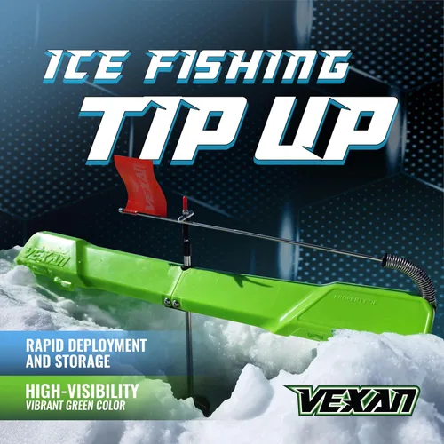 Miniatura 2 de Vexan Indicador de Mordida para Pesca en Hielo - Indicadores de Mordida de Alta Visibilidad en Verde para Pesca en Hielo con Bandera Reflectante