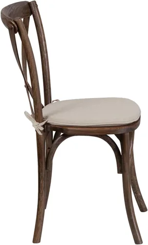 Miniatura 4 de Flash Furniture HERCULES Series Silla apilable de madera americana con respaldo cruzado con cojín Temprano americano