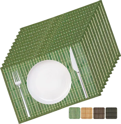 Miniatura 14 de Set of 8 Bamboo Slats Placemat Modern Placemats Natural Anti-Slip Bamboo Placemats Washable Heat-Resistant Table Mats for Kitchen Dinning Room Table