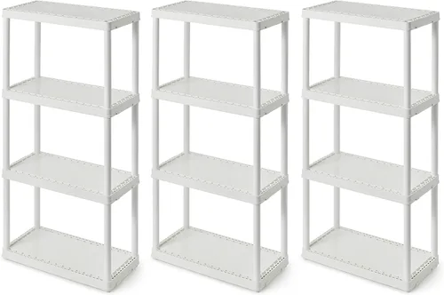 Miniatura 12 de Gracious Living Estantería sólida, fácil de montar, color blanco (paquete de 2)