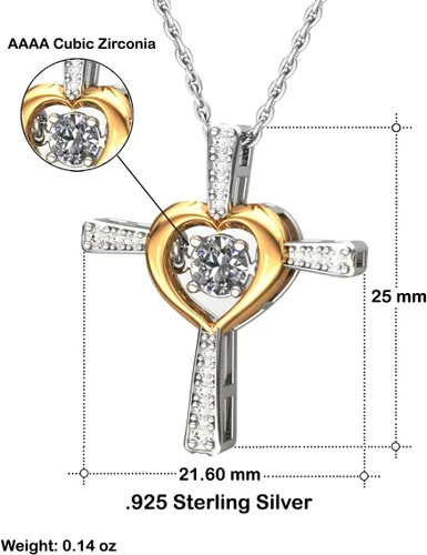 Miniatura 5 de Regalo para mamá Eres mi fuente de inspiración - Collar para madres con cruz, Zinc chapado en plata., Circonia cúbica
