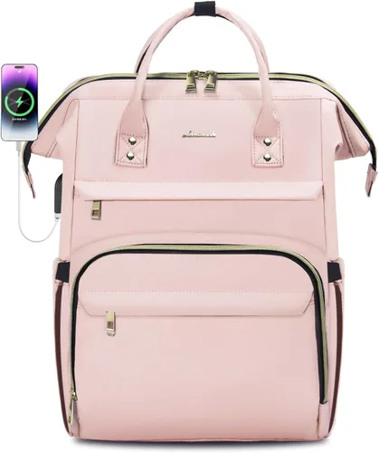 Miniatura 19 de LOVEVOOK Mochila para laptop para mujer con bolsillo gigante para vasos, mochila de viaje impermeable de 15.6 pulgadas, bolsa de computadora