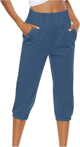 Miniatura 188 de Pantalones capri para mujer, estilo casual, de verano, elásticos, de cintura alta, pantalones de yoga, ajuste atlético, pantalones deportivos