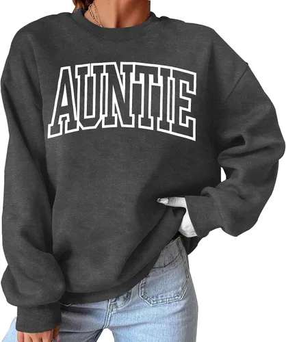 Miniatura 3 de Sudadera de manga larga con cuello redondo para mujer con estampado de letras de tía