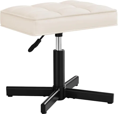 Miniatura 7 de LUE BONA Taburete de tocador ajustable, reposapiés de 15 a 19.5 pulgadas debajo del escritorio, silla giratoria de 360° para sala de maquillaje